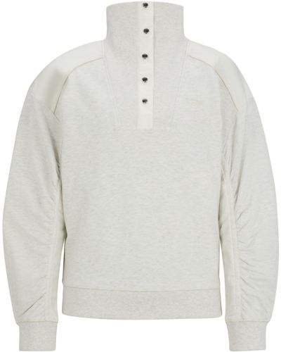 BOSS Regular-fit Hybride Sweatshirt Met Metallic Details - Wit