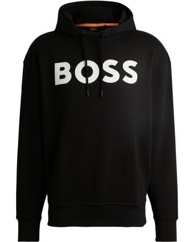 BOSS Kapuzensweatshirt Hoodie aus Baumwolle (1-tlg) - Schwarz