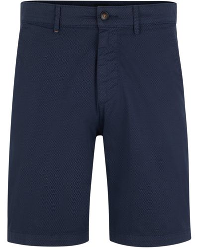 BOSS Slim-fit Shorts Van Katoenen Twill Met Stretch - Blauw
