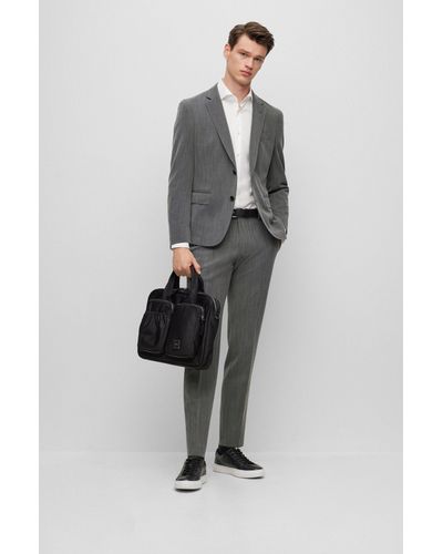 BOSS Slim-fit Suit In Micro-patterned Performance-stretch Cloth - Metallic