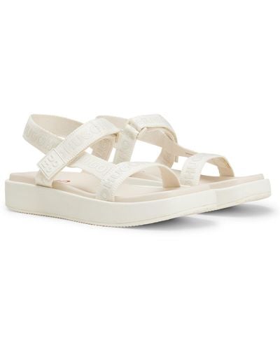 HUGO Platform Sandals With Branded Webbing Straps - White