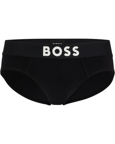 BOSS Slip taille basse en coton stretch avec taille logotée - Noir