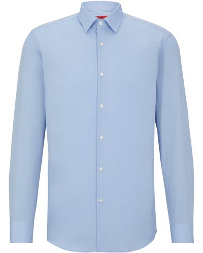 HUGO Slim-fit Overhemd In Een Popeline Van Gemakkelijk Te Strijken Katoen - Blauw