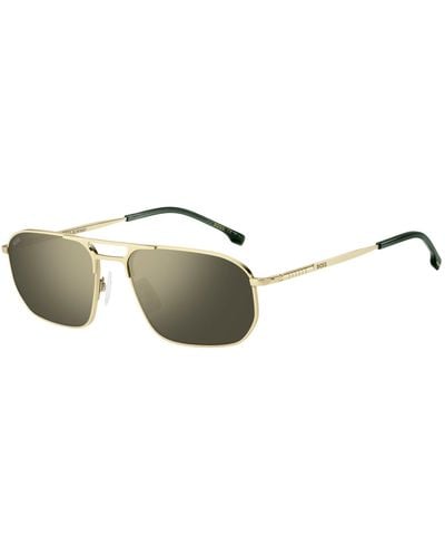 BOSS Gold-tone Sunglasses With Tubular Temples Men's Eyewear - Multicolor