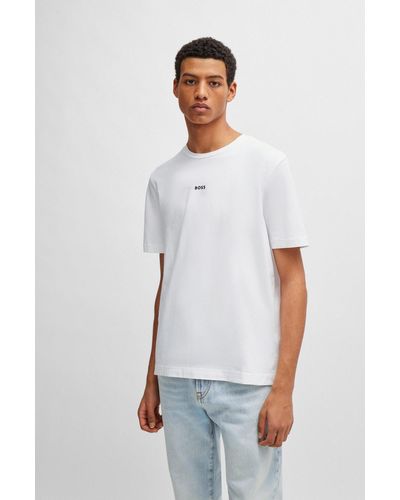 BOSS by HUGO BOSS Relaxed-fit T-shirt In Stretch Cotton With Logo Print - White