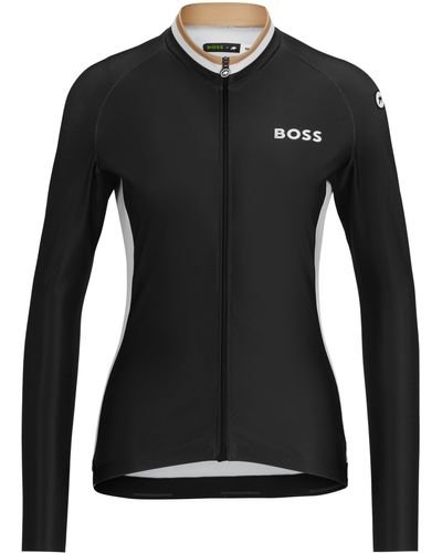 BOSS Top en jersey logoté x ASSOS avec trois poches arrière et protection UPF50+ - Noir