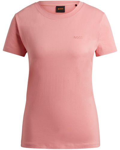 BOSS Slim-Fit T-Shirt aus Baumwoll-Jersey mit Logo-Detail - Pink