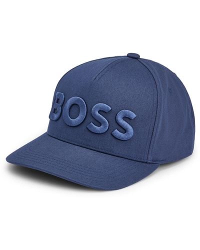 Cap BOSS Five for Men Cotton-twill | UK BOSS Logo Sevile Lyst With HUGO Embroidered Panel Black 6 in by