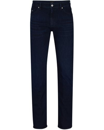 BOSS Dunkelblaue Regular-Fit Jeans aus Denim mit Kaschmir-Haptik