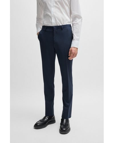 HUGO Extra-slim-fit Pants In Houndstooth Stretch Cloth - Blue