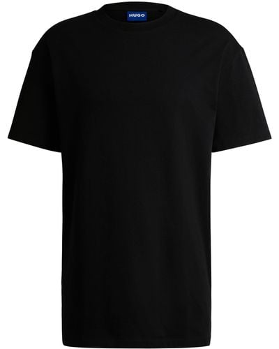 HUGO T-Shirt-Kleid aus Baumwoll-Jersey mit Logo-Tape - Schwarz