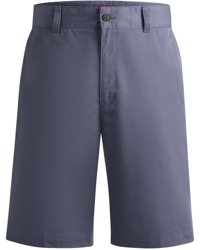 HUGO Regular-fit Shorts Met Smalle Pijpen En Zakken Met Knoop - Blauw