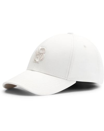 BOSS Cotton-blend Cap With Embroidered Double Monogram - White