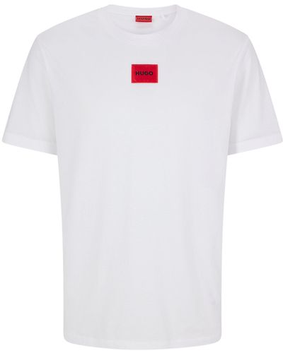 HUGO T-Shirt mit Logo-Patch - Weiß