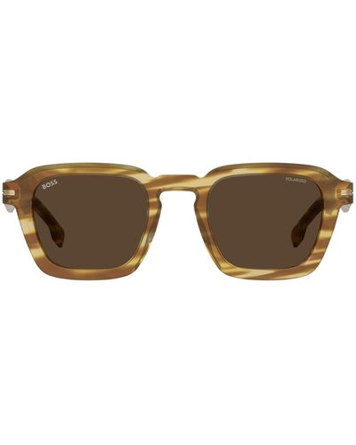 BOSS In Italien gefertigte Sonnenbrille aus gemustertem Acetat in limitierter Edition - Braun