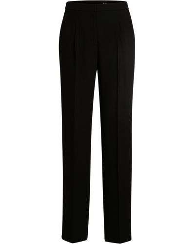BOSS Regular-fit Pants In Matte Fabric - Black