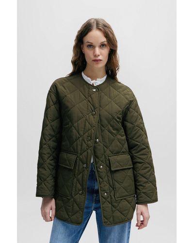 BOSS Relaxed-fit Water-repellent Quilted Jacket - Green