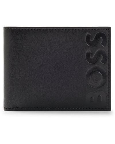 BOSS Geldbörse aus genarbtem Leder mit Logo-Prägung - Schwarz