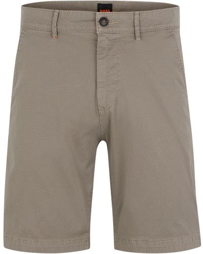 BOSS Slim-Fit Shorts aus elastischem Baumwolle-Twill - Grau