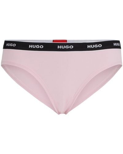 HUGO - Stretch-cotton string briefs with seasonal pattern
