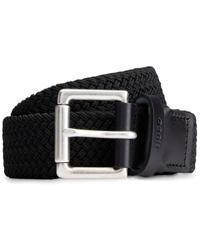 HUGO Cinturón tejido con hebilla corredera cuadrada - Negro