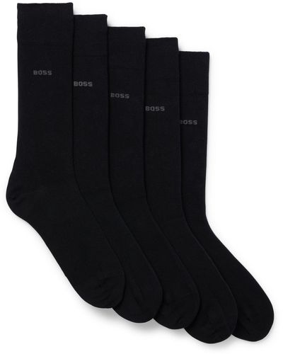 BOSS Paquete de cinco pares de calcetines de largo medio en mezcla de algodón - Negro