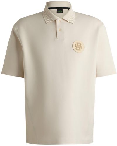 BOSS Stretch-jersey Polo Shirt With Double-monogram Badge - White