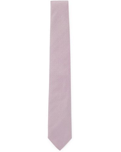 BOSS Pure-silk Tie With Jacquard-woven Micro Pattern - Purple