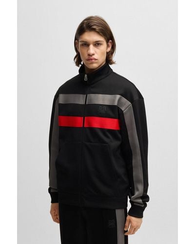 HUGO X Rb Zip-up Sweatshirt With Signature Bull Motif - Red