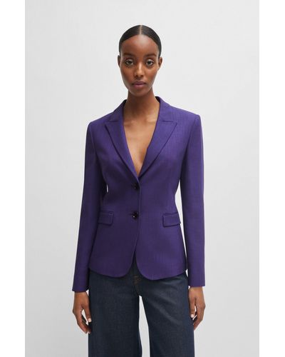 BOSS Slim-fit Jacket With Peak Lapels - Purple