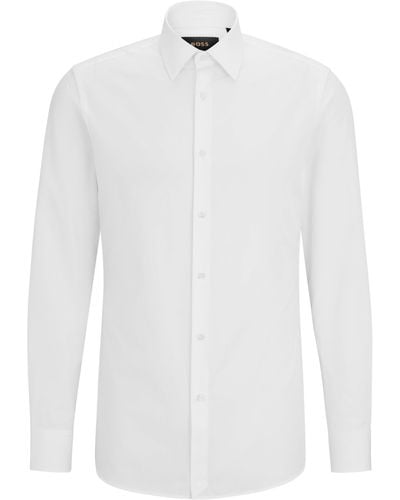 BOSS by HUGO BOSS Slim-fit Overhemd Van In Italië Vervaardigde Katoenen Popeline - Wit