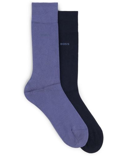 BOSS Twee Paar Sokken In Standaardlengte Van Stretchmateriaal - Blauw
