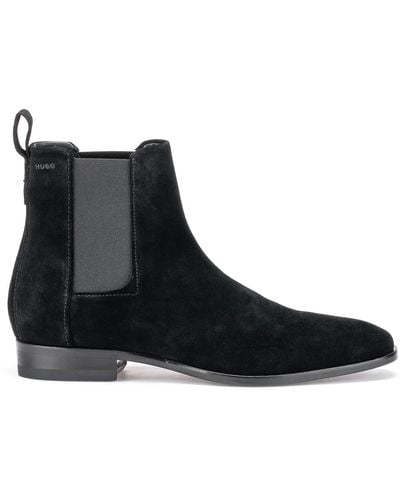 HUGO Suede Chelsea Boots With Flex-foam Insole - Black