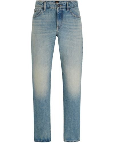 BOSS Blaue Regular-Fit Jeans aus festem Denim