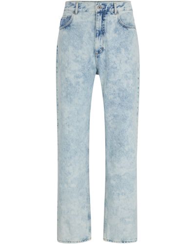 HUGO Baggy-Fit Jeans aus hellblauem Denim in Washed-Optik