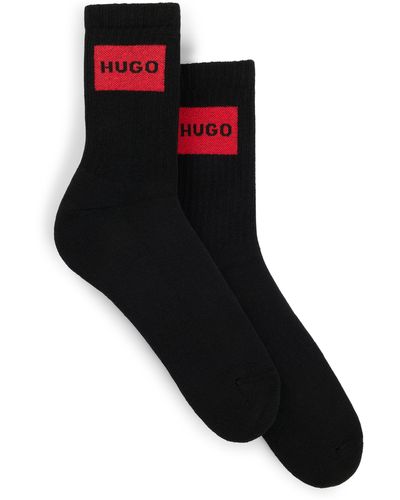HUGO Set Van Twee Paar Korte Sokken Met Logo's Van Een Katoenmix - Zwart