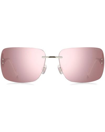 HUGO Sonnenbrille mit rosafarbenen Gläsern und Stack-Logo an den Bügeln - Pink