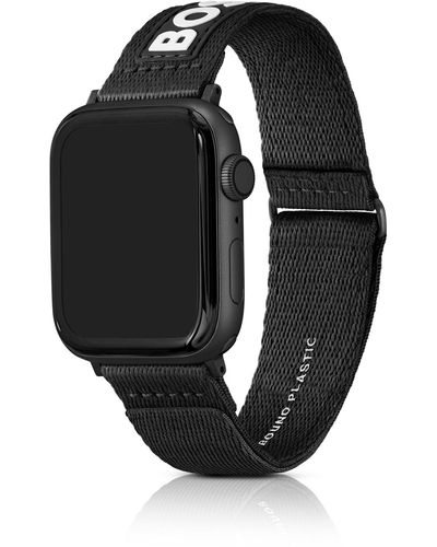 BOSS by HUGO BOSS Black Woven Apple Watch Strap With Contrast Logo Men's Watches