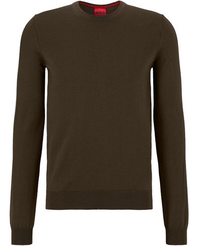 HUGO Slim-fit Sweater In Extra-fine Merino Wool - Green
