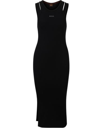 BOSS Bodycon-Kleid aus Stretch-Baumwolle mit Cut-outs - Schwarz