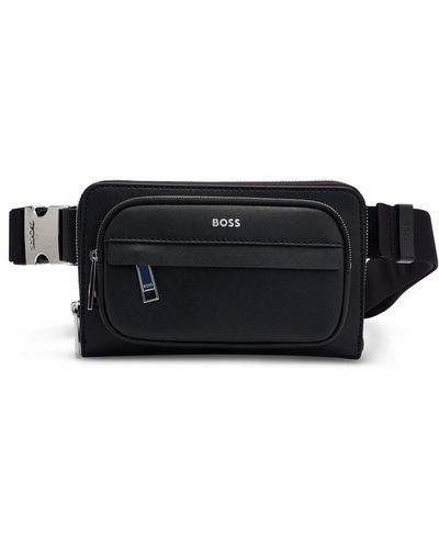 BOSS Structured Crossbody Bag With Branded Trims - Black