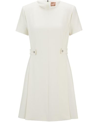 BOSS Regular-Fit Kleid aus Stretch-Gewebe mit Metallknöpfen - Weiß