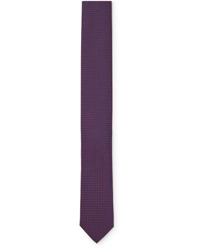 HUGO Cravate en jacquard de soie à pois et carrés - Violet