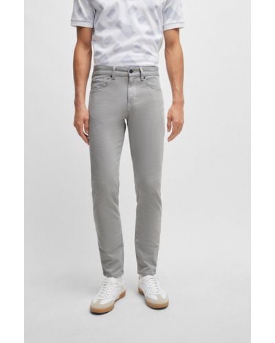 BOSS Regular-fit Jeans In Micro-structured Denim - Grey