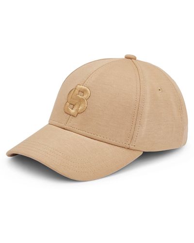 BOSS Cotton-blend Cap With Embroidered Double Monogram - Natural