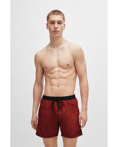 BOSS Quick-dry Swim Shorts With Contrast Details - Red