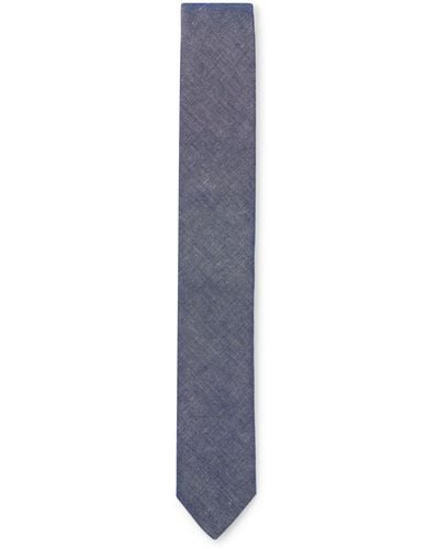 HUGO Gemusterte Krawatte aus Baumwoll-Leinen-Mix - Weiß