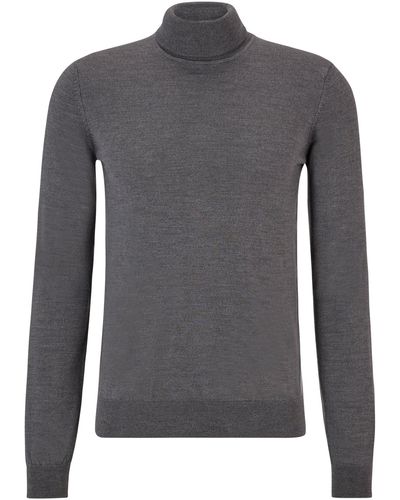 HUGO Slim-fit Rollneck Sweater In Virgin Wool - Grey