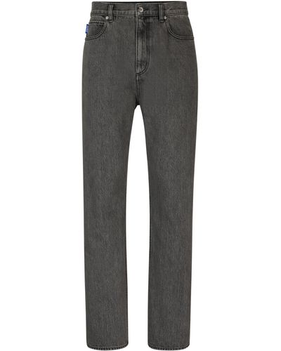 HUGO Baggy-Fit Jeans aus silberfarbenem Denim - Grau