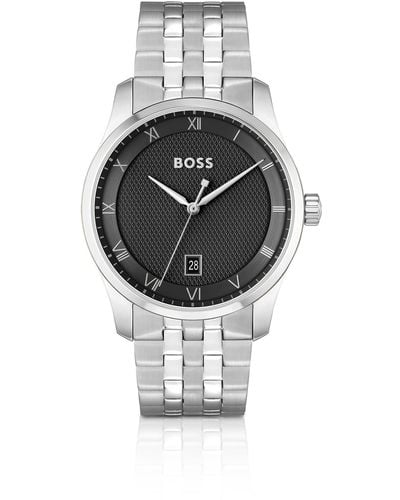 BOSS Multi-link-bracelet Watch With Black Patterned Dial - Multicolour